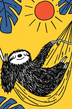 Retirement Card with a Relaxing Sloth