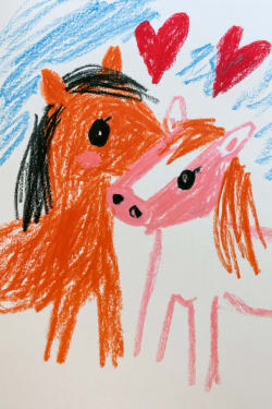 Valentines Day Card with Loving Horses
