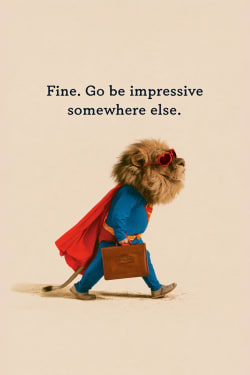 Leaving Card with Superhero Lion card