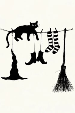 Halloween Witches Clothes Line Card