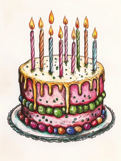 Illustration gâteau d’anniversaire Card Design
