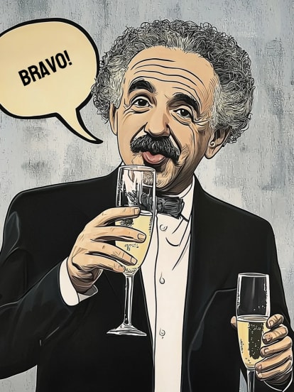 Einstein trinque champagne bravo Card Design