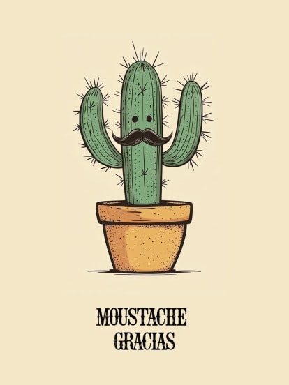 Cactus mexicain gracias moustache drôle Card Design
