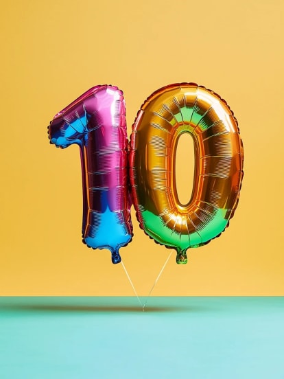 Ballons 10 ans 3 Card Design