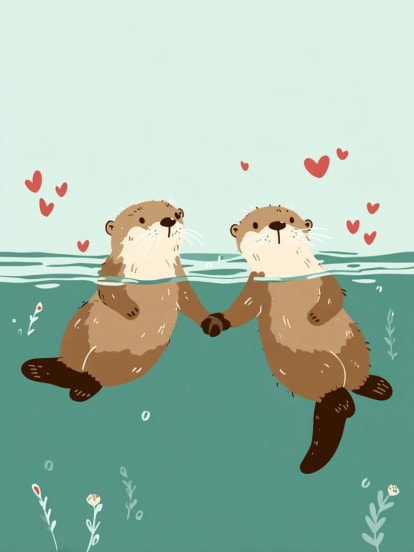 Loutres amoureuses Card Design