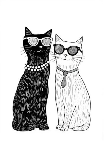 On a ona kočky Card Design