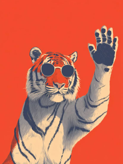 Mávající tygr Card Design