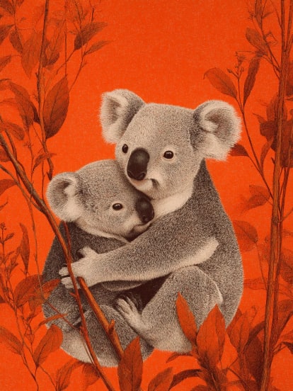 Quchoqlashayotgan koalalar Card Design