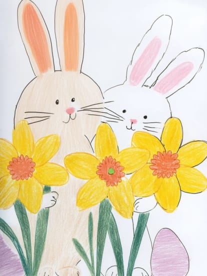 Lapins de Pâques dessinés à la main Card Design