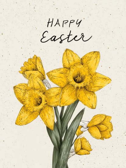 Joyeuses Pâques jonquilles illustrées Card Design