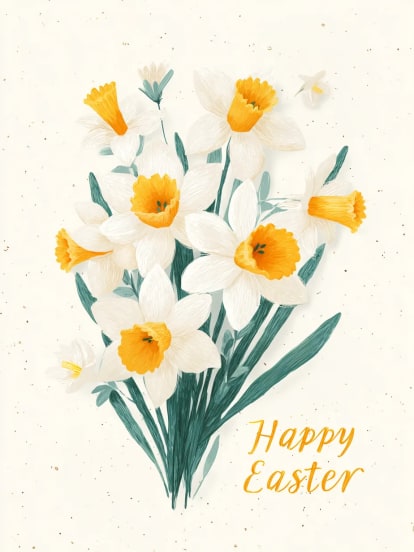 Joyeuses Pâques jonquilles blanches Card Design