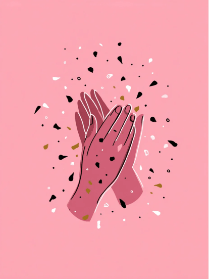 Celebration Hands Pink Card Design
