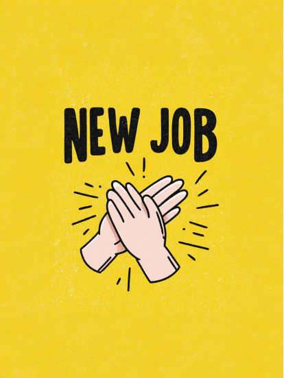 New Job Clapping Hands Card Design