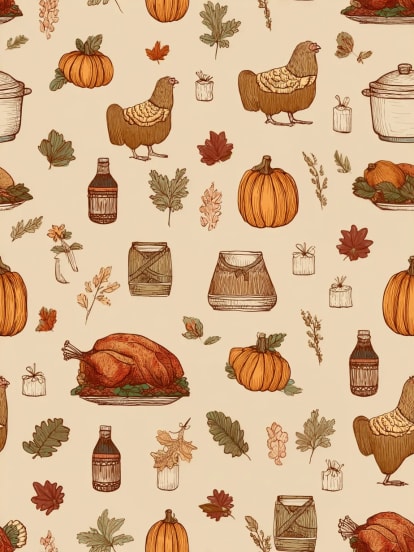 Thanksgiving Dinner Pattern Card Design