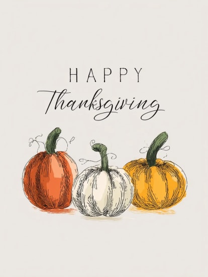 Thanksgiving Handdrawn Pumpkins Card Design