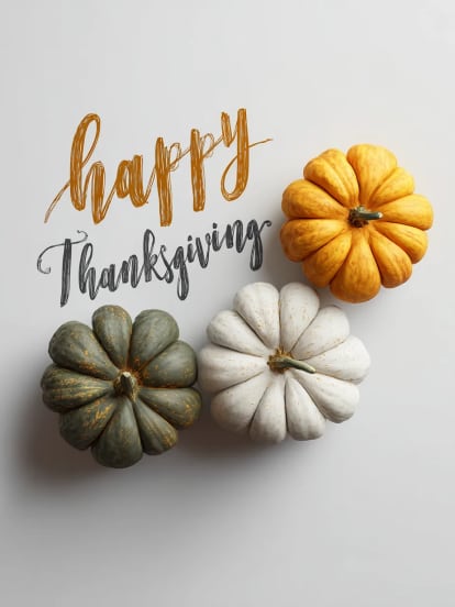 Thanksgiving Three Pumpkins Card Design