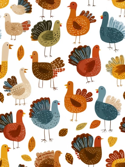 Thanksgiving Turkeys Pattern Card Design