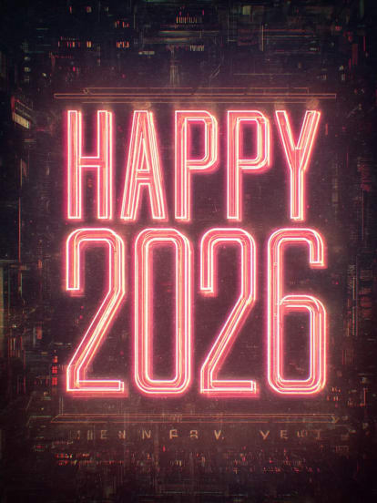 Happy 2026 néon Card Design