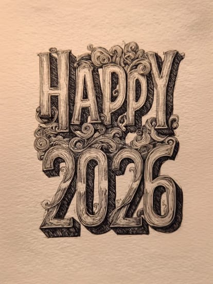 Feliz 2026 Texto Card Design