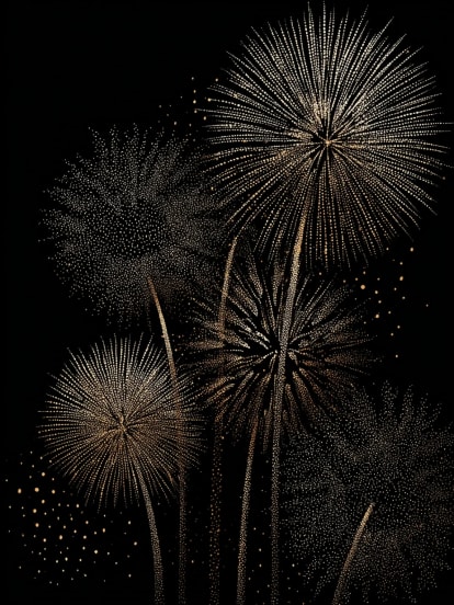 Bonne année feux d’artifice dorés Card Design