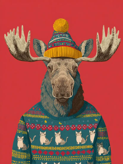 Joyeux Noël élan en pull moche Card Design