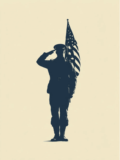 Soldat saluant avec drapeau américain Card Design