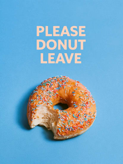 Leaving Card with Donut Pun – card cover design