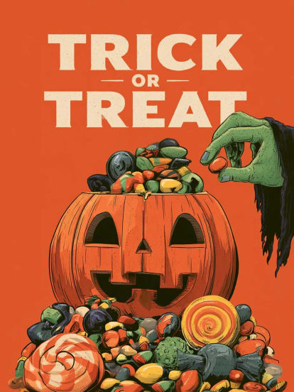 Halloween Card with Trick or Treat – card cover design