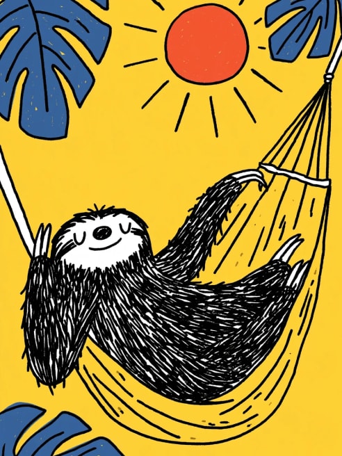 Retirement Card with a Relaxing Sloth