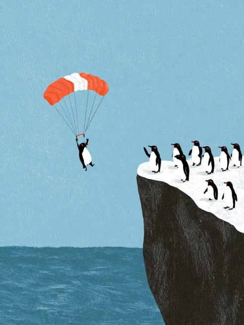 Parachuting Penguins Card