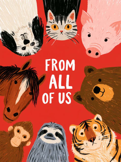 Celebration Card with Animal Faces