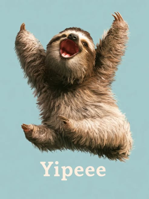 Celebration Card with Cheering Sloth