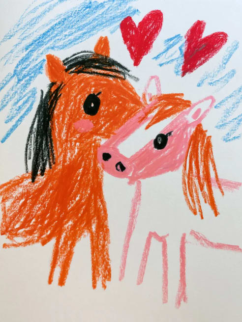 Valentines Day Card with Loving Horses