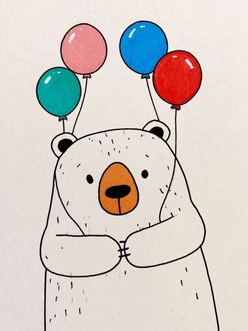 Birthday Card with Balloon Bear