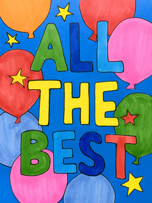 Leaving Card with Colourful Balloons