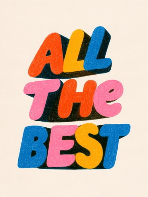 Leaving Card with Retro Lettering