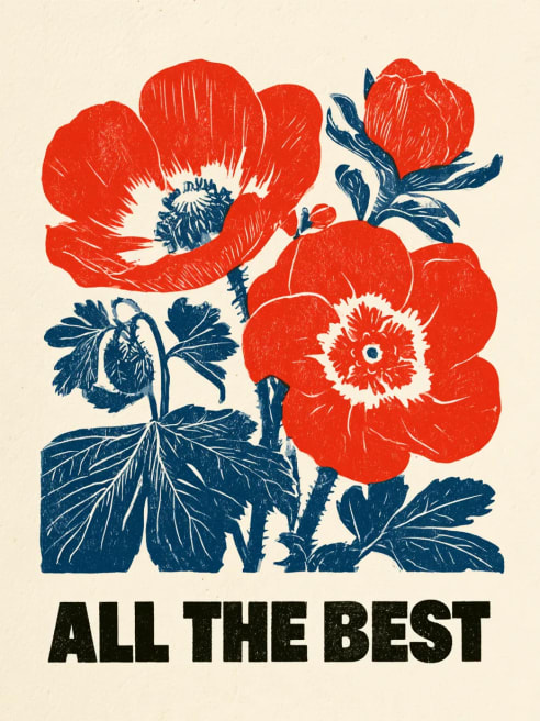 Leaving Card with Bold Poppies