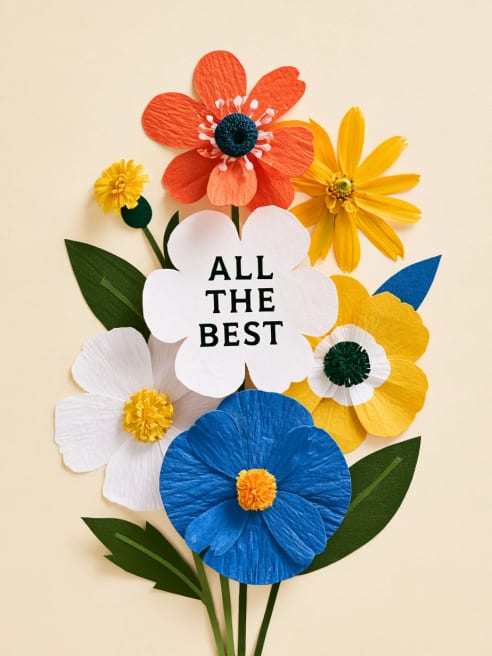 Good Luck Card with Paper Flowers