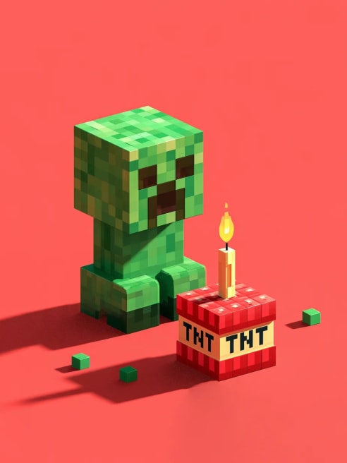 Birthday Card with TNT Cake