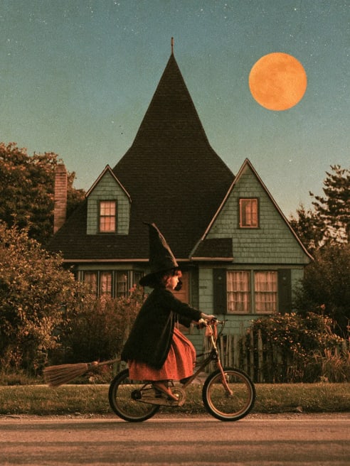 Halloween Card with Witch Cyclist