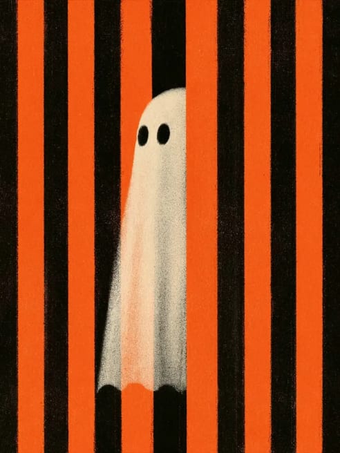 Halloween Card with a Peeping Ghost