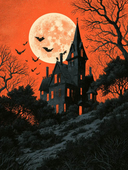 Halloween Card with Haunted Castle