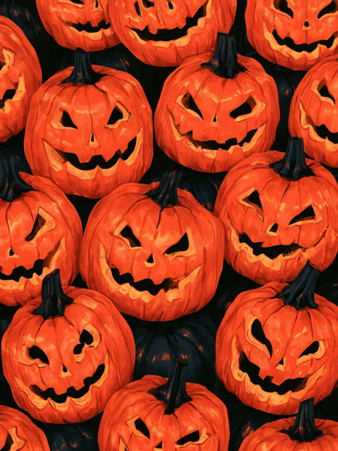 Halloween Card with Grinning Pumpkins