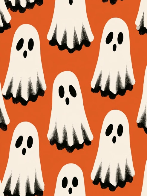 Halloween Card with Retro Ghosts