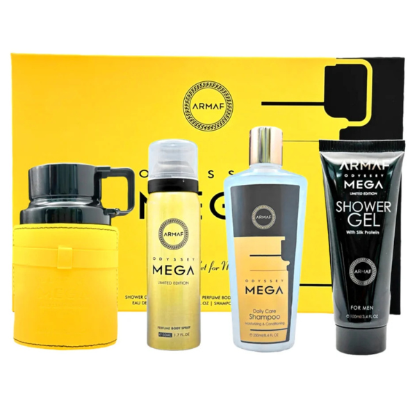 Estuche Armaf Odyssey Mega Hombre 4pzs 100ml Edp + Gel De Baño + Desodorante + Shanmpoo