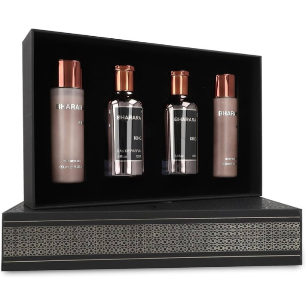 Estuche Bharara Bharara King Hombre 4pzs 100ml Edp + Gel De Baño + After Shave + Crema