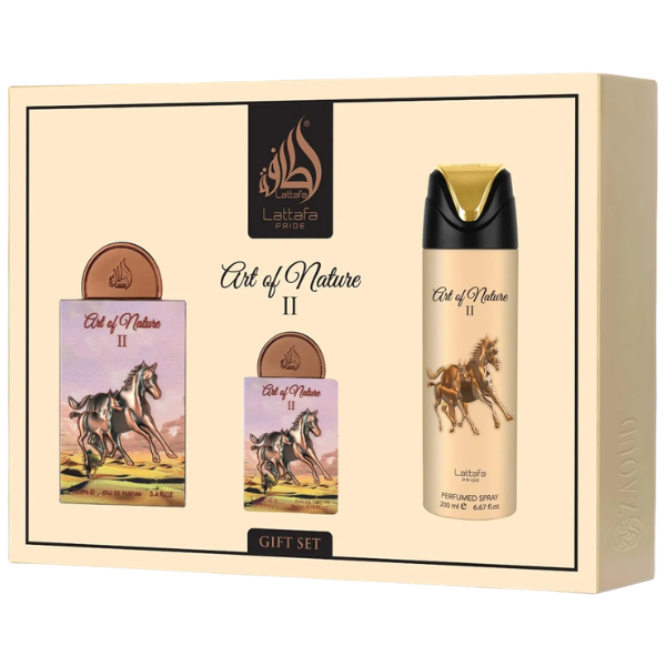Estuche Lattafa Art Of Nature Ii Unisex 3pzs 100ml Edp + 20ml Edp + Splash