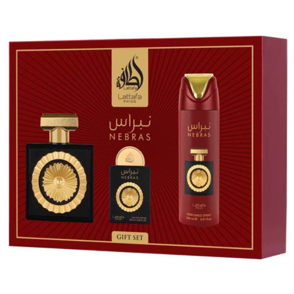 Estuche Lattafa Nebras Unisex 3pzs 100ml Edp + 20ml Edp + Splash