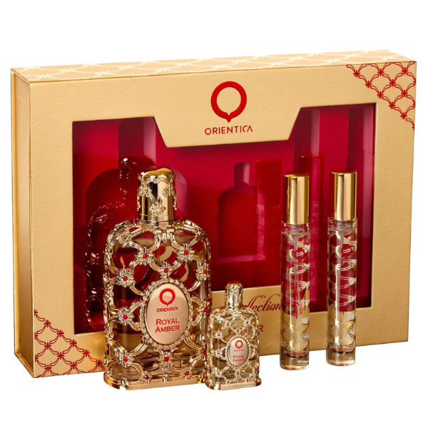 Estuche Orientica Royal Amber Unisex 4pzs 100ml Edp + 7.5ml Edp + 10ml Edp + 10ml edp