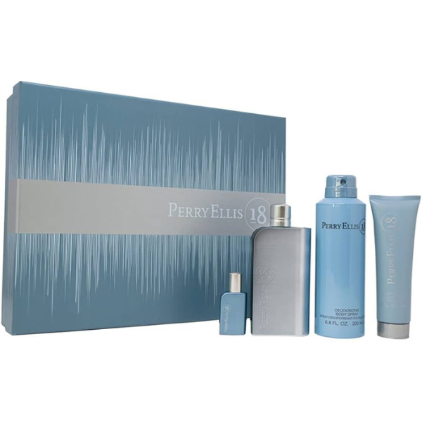 Estuche Perry Ellis 18 Hombre 4pzs 100ml Edp + 7.5ml Edp + Crema + Gel De